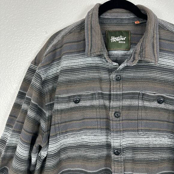 Howler Bros Shirt Mens XL Grey Stripes Rodanthe Blanket Flannel Grunge Outdoor - Picture 3 of 14